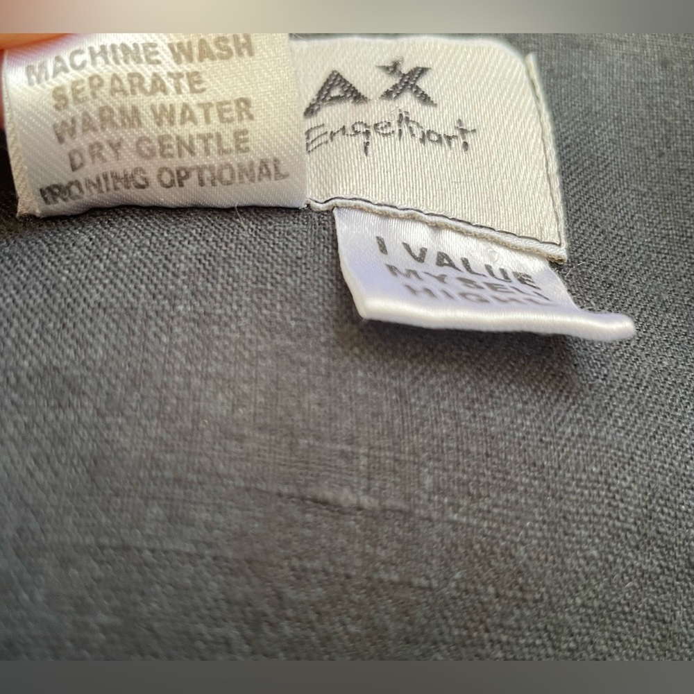 Flax 100% linen tunic button up shirt jacket shacket large black dark gray - Picture 9 of 9